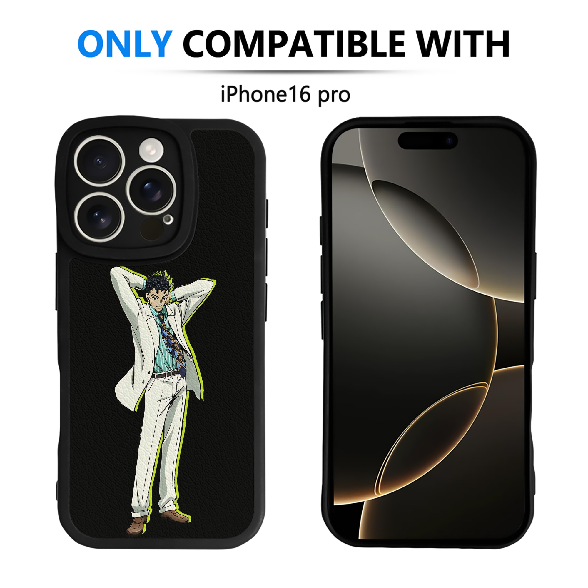 （画像用） ジョジョの奇妙な冒険 きら よしかげ JoJo's Bizarre Adventure Kira Yoshikage 【iPhone 16シリーズ対応】シリコンスマホケース（レザー調） 材質：シリコン